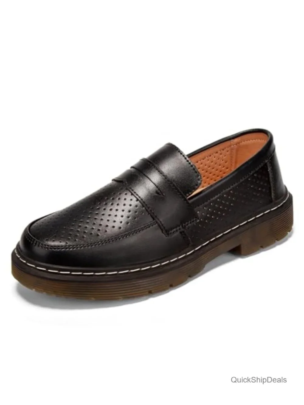 Women's Leather Penny Loafers with Memory Foam Arch Support